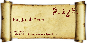 Hejja Áron névjegykártya